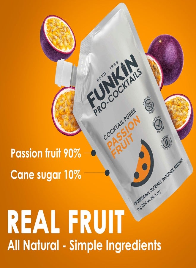 Funkin مهروس فاكهة فانكين | فاكهة حقيقية، مكونات بسيطة، مُضاف طبيعي للكوكتيلات والمشروبات والعصائر | نباتي، غير معدل وراثيًا، خالٍ من الغلوتين (2.2 رطل) (فاكهة الباشن فروت) - Image 2